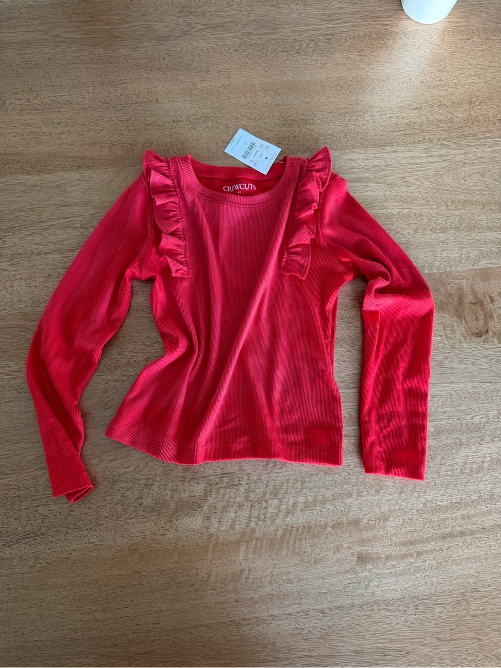 J.Crew Crewcuts Girls XS 4-5 Ruffle Long Sleeve Top Shirt Preppy